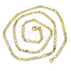 Oro Laminado Basic Necklace, Gold Filled Style Mariner Design, Polished, Golden Finish, 04.213.0030.20