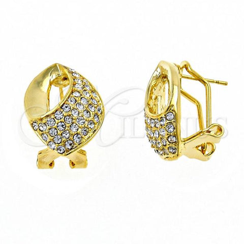 Oro Laminado Stud Earring, Gold Filled Style with White Crystal, Polished, Golden Finish, 02.59.0074 *PROMO*