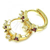 Oro Laminado Huggie Hoop, Gold Filled Style with Garnet and White Cubic Zirconia, Polished, Golden Finish, 02.237.0032.15