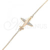 Sterling Silver Fancy Bracelet, with White Micro Pave, Polished, Rose Gold Finish, 03.336.0059.1.07