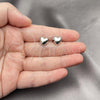Rhodium Plated Stud Earring, Heart and Hollow Design, Polished, Rhodium Finish, 02.341.0210.1