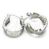 Rhodium Plated Small Hoop, with White Micro Pave, Polished, Rhodium Finish, 02.210.0265.4.15