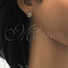 Oro Laminado Huggie Hoop, Gold Filled Style with White Micro Pave, Polished, Golden Finish, 02.195.0096.10
