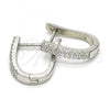 Sterling Silver Huggie Hoop, with White Cubic Zirconia, Polished, Rhodium Finish, 02.286.0009.10