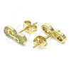 Oro Laminado Stud Earring, Gold Filled Style Infinite Design, with White Micro Pave, Polished, Golden Finish, 02.342.0108