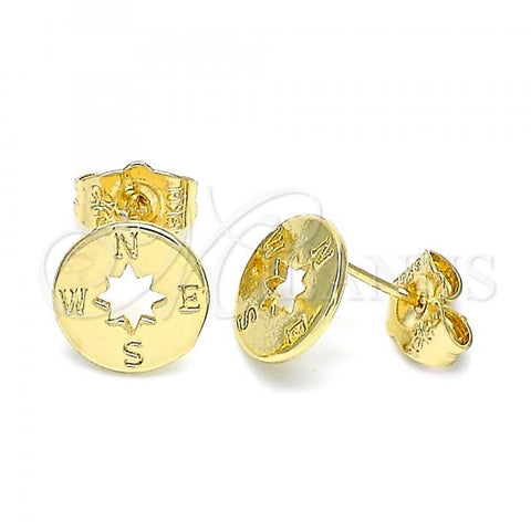 Oro Laminado Stud Earring, Gold Filled Style Polished, Golden Finish, 02.156.0611