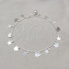 Sterling Silver Fancy Anklet, Star and Butterfly Design, Polished, Silver Finish, 03.409.0069.10