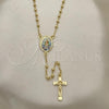 Oro Laminado Thin Rosary, Gold Filled Style Caridad del Cobre and Crucifix Design, Polished, Golden Finish, 09.253.0035.20