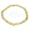 Oro Laminado Fancy Anklet, Gold Filled Style Turtle Design, Polished, Golden Finish, 03.213.0030.10