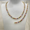 Oro Laminado Necklace and Bracelet, Gold Filled Style with Multicolor Cubic Zirconia, Polished, Golden Finish, 06.284.0001.2