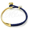Oro Laminado Individual Bangle, Gold Filled Style Teardrop Design, with Blue Shade Swarovski Crystals and White Micro Pave, Polished, Golden Finish, 07.239.0002.15 (03 MM Thickness, One size fits all)
