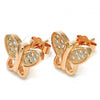 Sterling Silver Stud Earring, Butterfly Design, with White Micro Pave, Polished, Rose Gold Finish, 02.336.0113.1