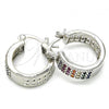 Rhodium Plated Small Hoop, with Multicolor Cubic Zirconia, Polished, Rhodium Finish, 02.210.0266.5.20