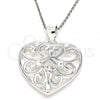 Sterling Silver Fancy Pendant, Heart Design, Polished,, 05.398.0040