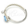 Rhodium Plated Individual Bangle, with Aquamarine Swarovski Crystals and White Micro Pave, Polished, Rhodium Finish, 07.239.0001 (03 MM Thickness, One size fits all)