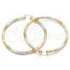 Oro Laminado Extra Large Hoop, Gold Filled Style Diamond Cutting Finish, Tricolor, 02.170.0242.1.70