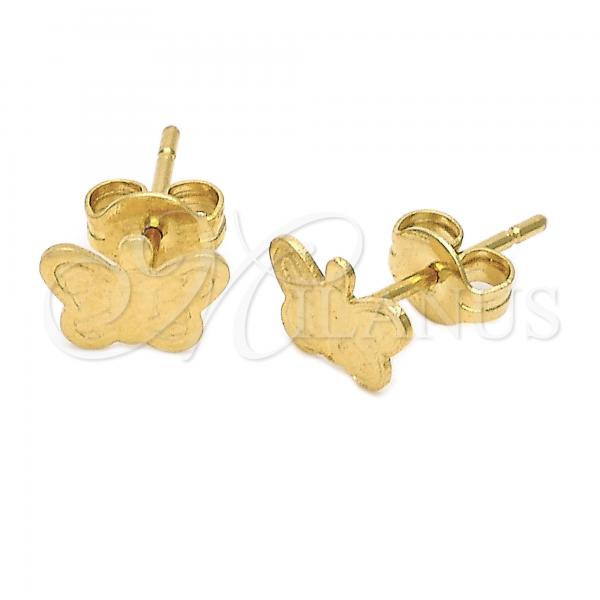 Oro Laminado Stud Earring, Gold Filled Style Butterfly Design, Diamond Cutting Finish, Golden Finish, 5.126.065 *PROMO*