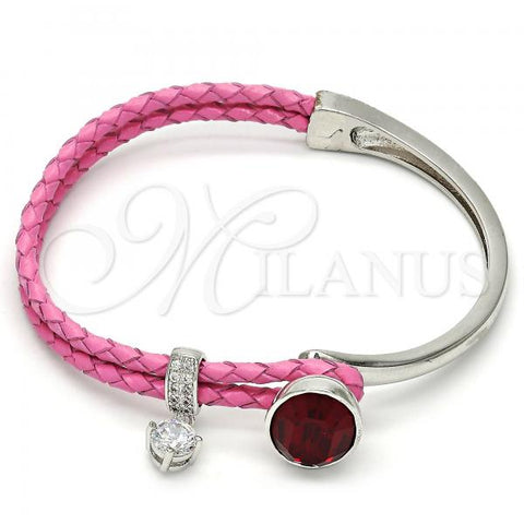 Rhodium Plated Individual Bangle, with Siam Swarovski Crystals and White Micro Pave, Polished, Rhodium Finish, 07.239.0004.6 (03 MM Thickness, One size fits all)