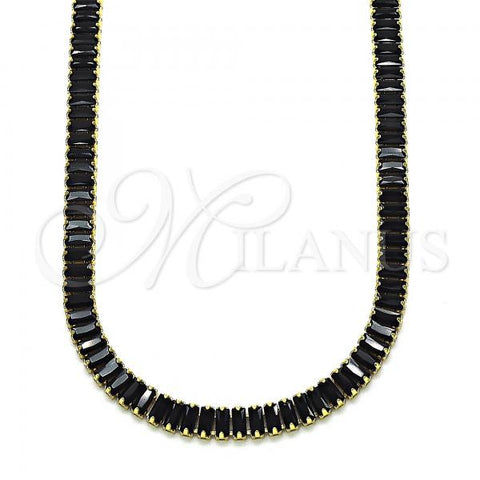 Oro Laminado Fancy Necklace, Gold Filled Style with Black Cubic Zirconia, Polished, Golden Finish, 04.130.0001.2.12