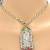 Oro Laminado Religious Pendant, Gold Filled Style Guadalupe Design, with Multicolor Cubic Zirconia, Polished, Golden Finish, 05.94.0001.1