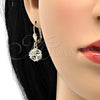 Oro Laminado Dangle Earring, Gold Filled Style Ball Design, with White Cubic Zirconia, Polished, Golden Finish, 5.123.021