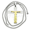 Stainless Steel Pendant Necklace, Crucifix Design, Polished, Two Tone, 04.116.0002.30