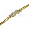 Oro Laminado Fancy Bracelet, Gold Filled Style Infinite Design, with White Micro Pave, Polished, Golden Finish, 03.283.0207.07