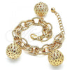 Oro Laminado Charm Bracelet, Gold Filled Style Ball Design, Polished, Golden Finish, 03.331.0129.08