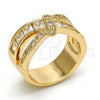 Oro Laminado Multi Stone Ring, Gold Filled Style with White Cubic Zirconia, Polished, Golden Finish, 01.210.0045.8.08 (Size 8)