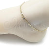 Oro Laminado Basic Anklet, Gold Filled Style Mariner Design, Diamond Cutting Finish, Golden Finish, 03.213.0307.10