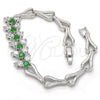 Rhodium Plated Fancy Bracelet, with Green and White Cubic Zirconia, Polished, Rhodium Finish, 03.210.0083.8.07