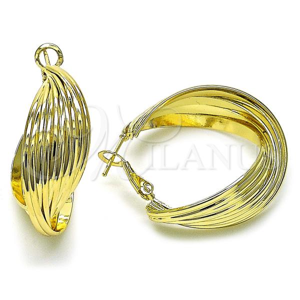 Oro Laminado Medium Hoop, Gold Filled Style Diamond Cutting Finish, Golden Finish, 02.213.0683.30