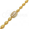 Oro Laminado Fancy Bracelet, Gold Filled Style with White Cubic Zirconia, Polished, Golden Finish, 03.221.0018.07