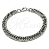 Stainless Steel Basic Bracelet, Square Franco Design, Polished,, 03.278.0018.08