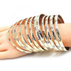 Gold Plated Dozen Bangle, Diamond Cutting Finish, Tricolor, 5.264.002.06 (06 MM Thickness, Size 6 - 2.75 Diameter)