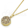Oro Laminado Pendant Necklace, Gold Filled Style Heart Design, with White Cubic Zirconia, Diamond Cutting Finish, Golden Finish, 04.63.1353.18