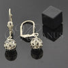 Oro Laminado Dangle Earring, Gold Filled Style Ball Design, with White Crystal, Polished, Golden Finish, 5.120.012