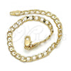 Oro Laminado Basic Bracelet, Gold Filled Style Curb Design, Polished, Golden Finish, 5.222.005.08