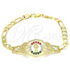 Oro Laminado Fancy Bracelet, Gold Filled Style San Benito and Butterfly Design, with Multicolor Crystal, Polished, Golden Finish, 03.253.0045.08