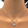 Sterling Silver Earring and Pendant Adult Set, Flower Design, with White Cubic Zirconia, Polished, Rhodium Finish, 10.174.0026