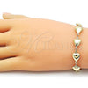 Oro Laminado Fancy Bracelet, Gold Filled Style Heart and Hollow Design, Polished, Golden Finish, 03.213.0340.07