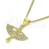 Oro Laminado Pendant Necklace, Gold Filled Style Angel Design, with White Micro Pave, Polished, Golden Finish, 04.156.0439.18
