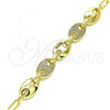 Oro Laminado Fancy Bracelet, Gold Filled Style Puff Mariner Design, with White Micro Pave, Polished, Golden Finish, 03.341.0113.07