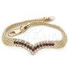 Oro Laminado Fancy Bracelet, Gold Filled Style with Garnet and White Cubic Zirconia, Polished, Golden Finish, 012.003.2.07