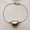 Oro Laminado Fancy Bracelet, Gold Filled Style Heart and Box Design, Polished, Golden Finish, 03.63.2294.08