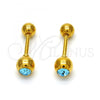 Stainless Steel Stud Earring, with Aqua Blue Crystal, Polished, Golden Finish, 02.271.0017.5