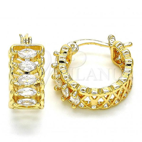 Oro Laminado Small Hoop, Gold Filled Style with White Cubic Zirconia, Polished, Golden Finish, 02.210.0299.20