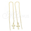 Oro Laminado Threader Earring, Gold Filled Style Cross Design, Golden Finish, 5.122.013
