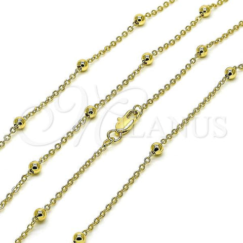 Oro Laminado Basic Necklace, Gold Filled Style Rolo and Ball Design, Polished, Golden Finish, 04.213.0325.18