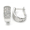 Rhodium Plated Huggie Hoop, with White Cubic Zirconia, Polished, Rhodium Finish, 02.266.0010.1.15